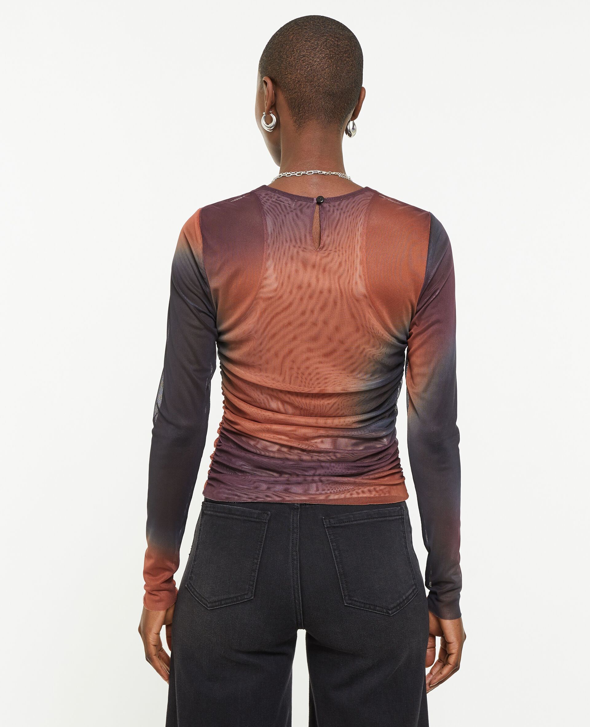 Top manches longues en tulle - Gris foncé