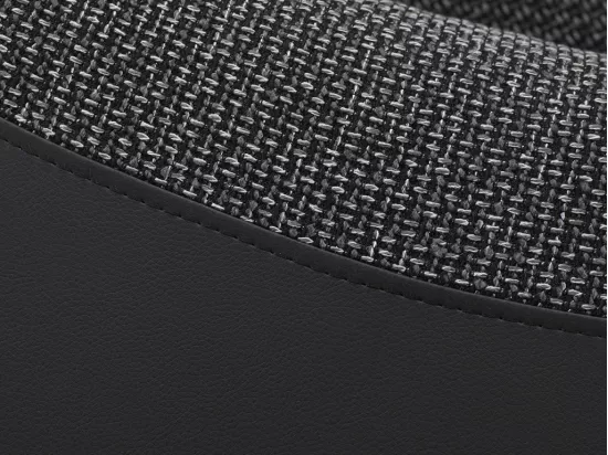 Canapé d'angle convertible avec rangement en tissu et simili RABELAIS - Bicolore anthracite et noir