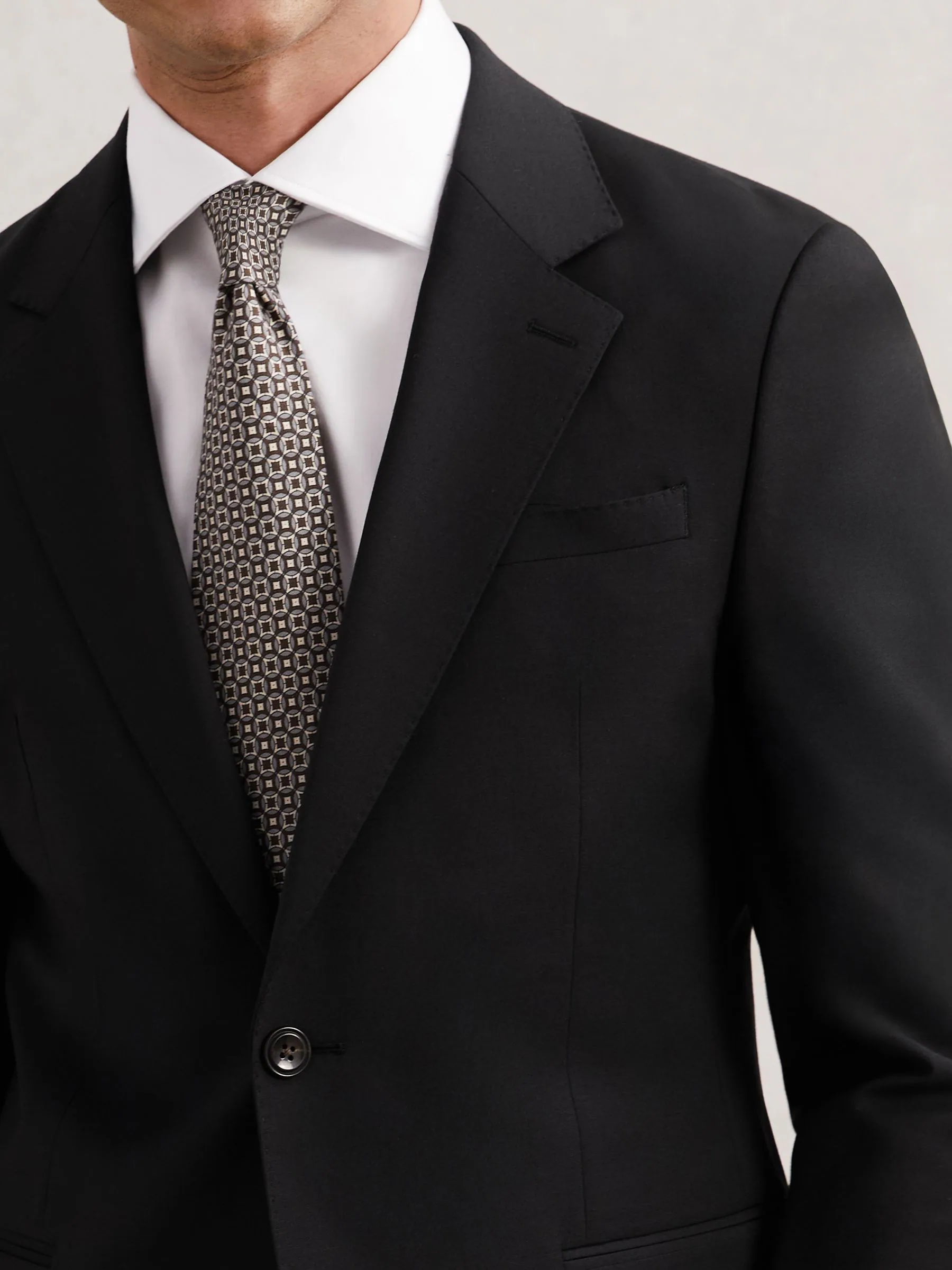 Zwart - Reiss Promise Wool-Blend Single-Breasted Suit Blazer Slim-Fit