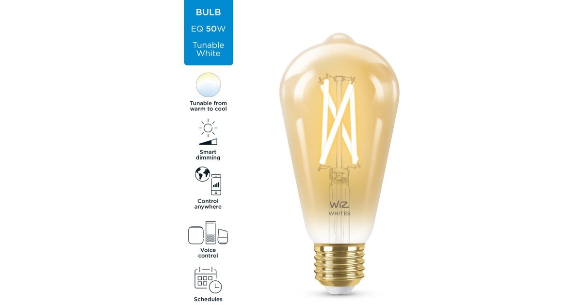 WiZFilament amber ST64 E27 ledlamp  (Wifi + Bluetooth protocol)