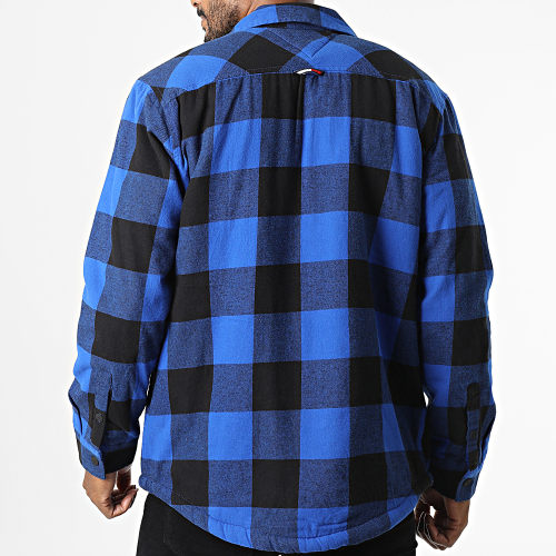 Surchemise A Carreaux Sherpa Flannel 5132 Bleu Roi Noir