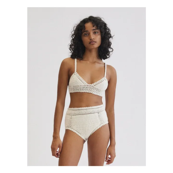 She Made Me Bas de Maillot Essential Taille Haute Crochet | Ivoire
