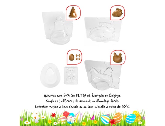 FRIFRI - Moule 3D Lot de 5 moules spécial Pâques pour chocolatière