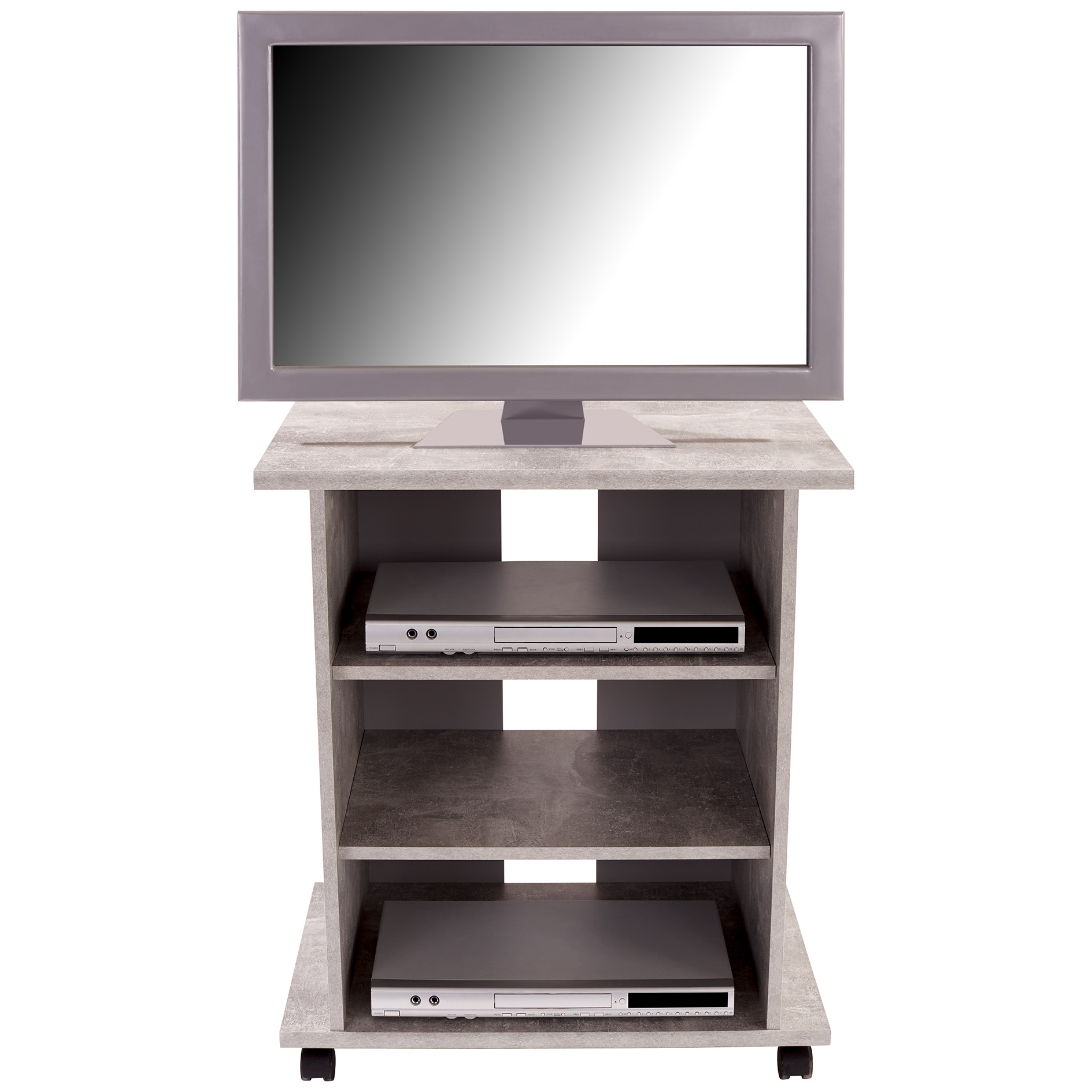 TV-Rack - Beton-Optik - auf Rollen