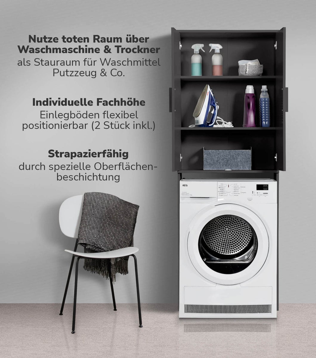 mokebo wasmachinekast 'The Clean Man', opbouwkast voor wasmachines en drogers in antraciet