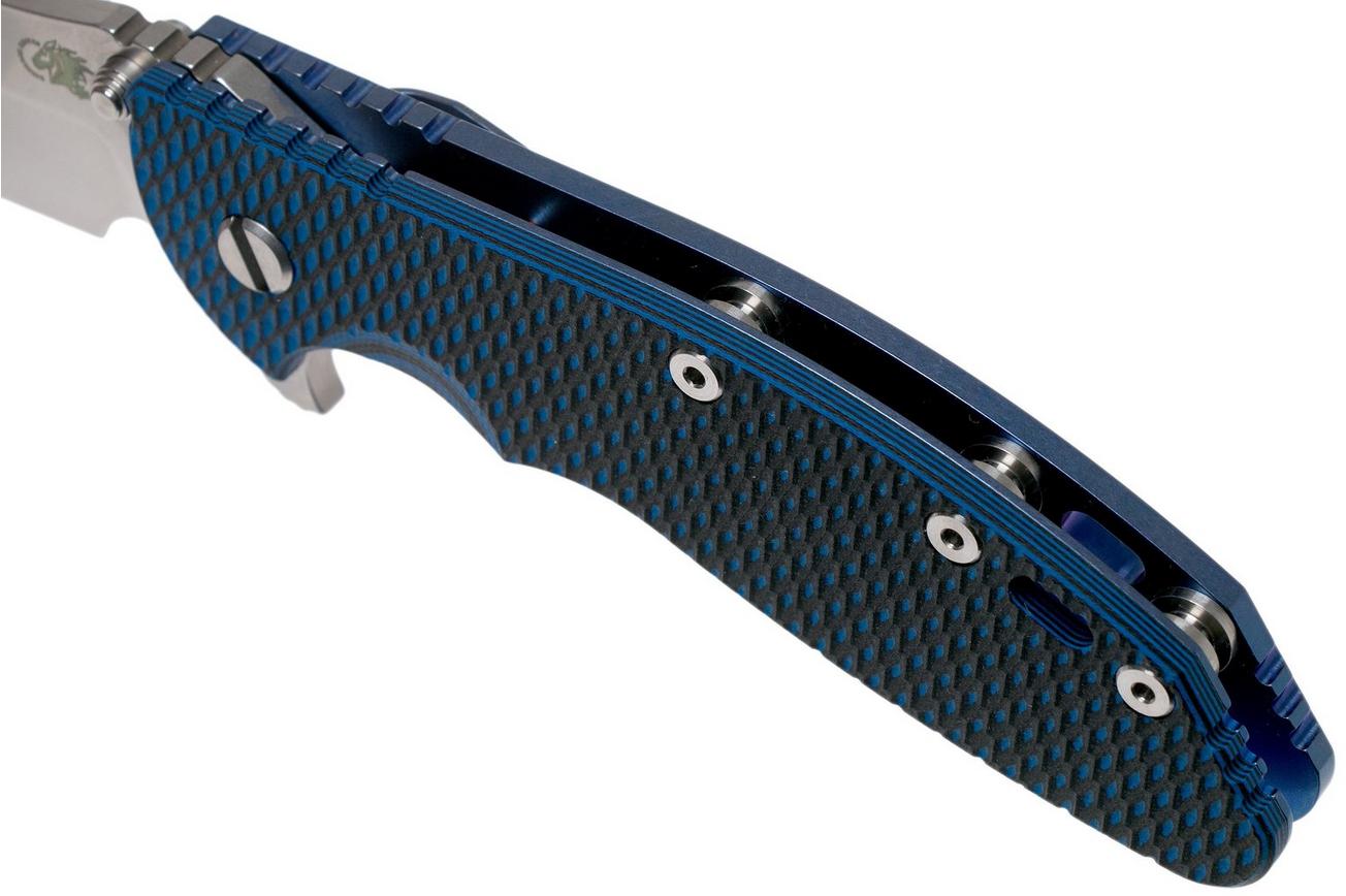 Rick Hinderer XM-24 4” Bowie, CPM 20CV, Stonewashed Blue, Blue Black G10 zakmes