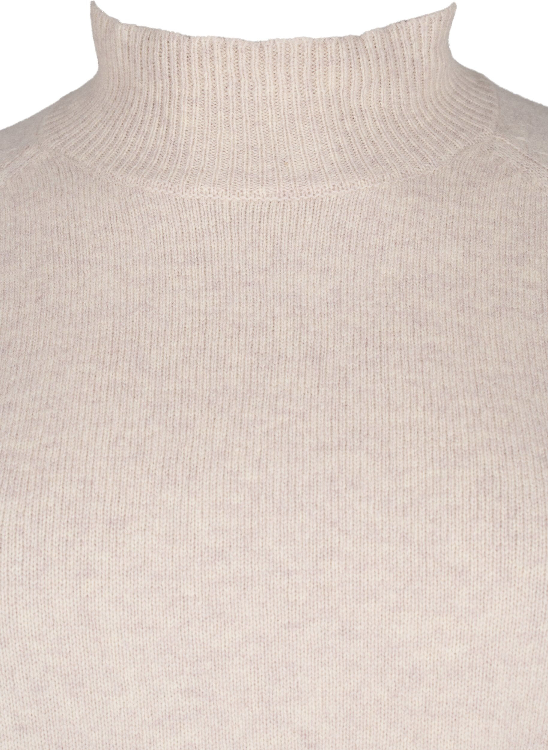 Strikbluse i merinould med turtleneck