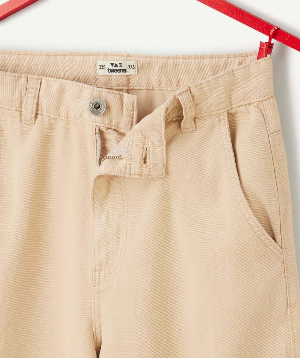 pantalon large cargo fille en viscose responsable beige