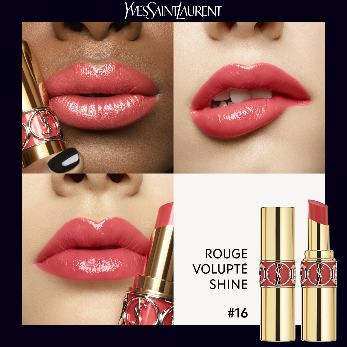 YVES SAINT LAURENT Rouge Volupté Shine Oil-In-Stick Rouge à Lèvres alliant Couleur, Soin et Brillance Longue Tenue