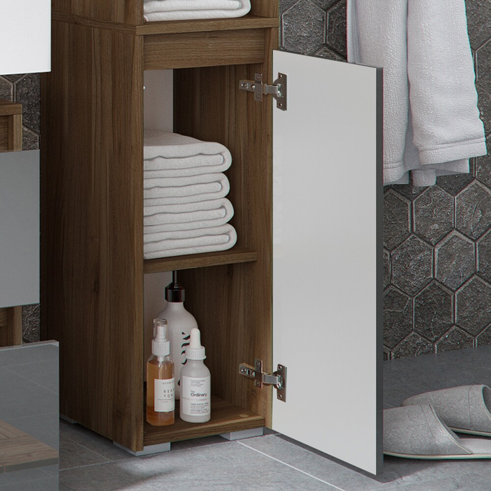 Vicco Hochschran Badschrank Badezimmerschrank Majest Nuss/Anthrazit 2 Türen