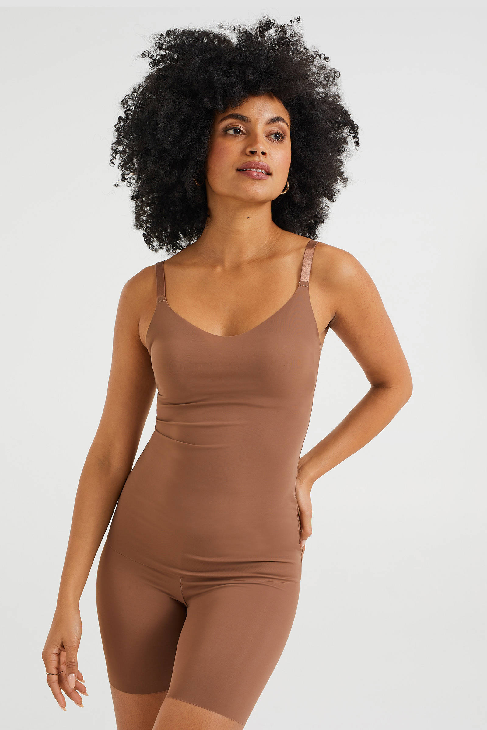 WE Fashion corrigerend hemd bruin