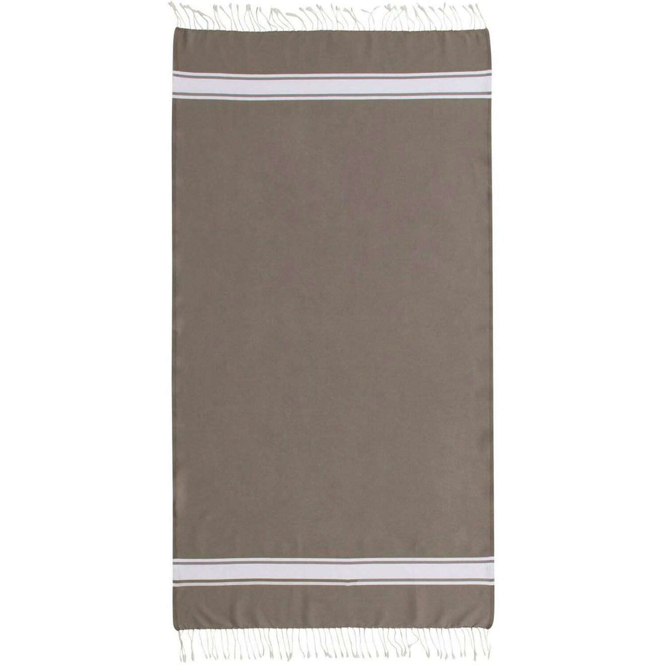 Febronie Fouta Traditionelle St Tropez taupe clair/blanc - 100x200 cm