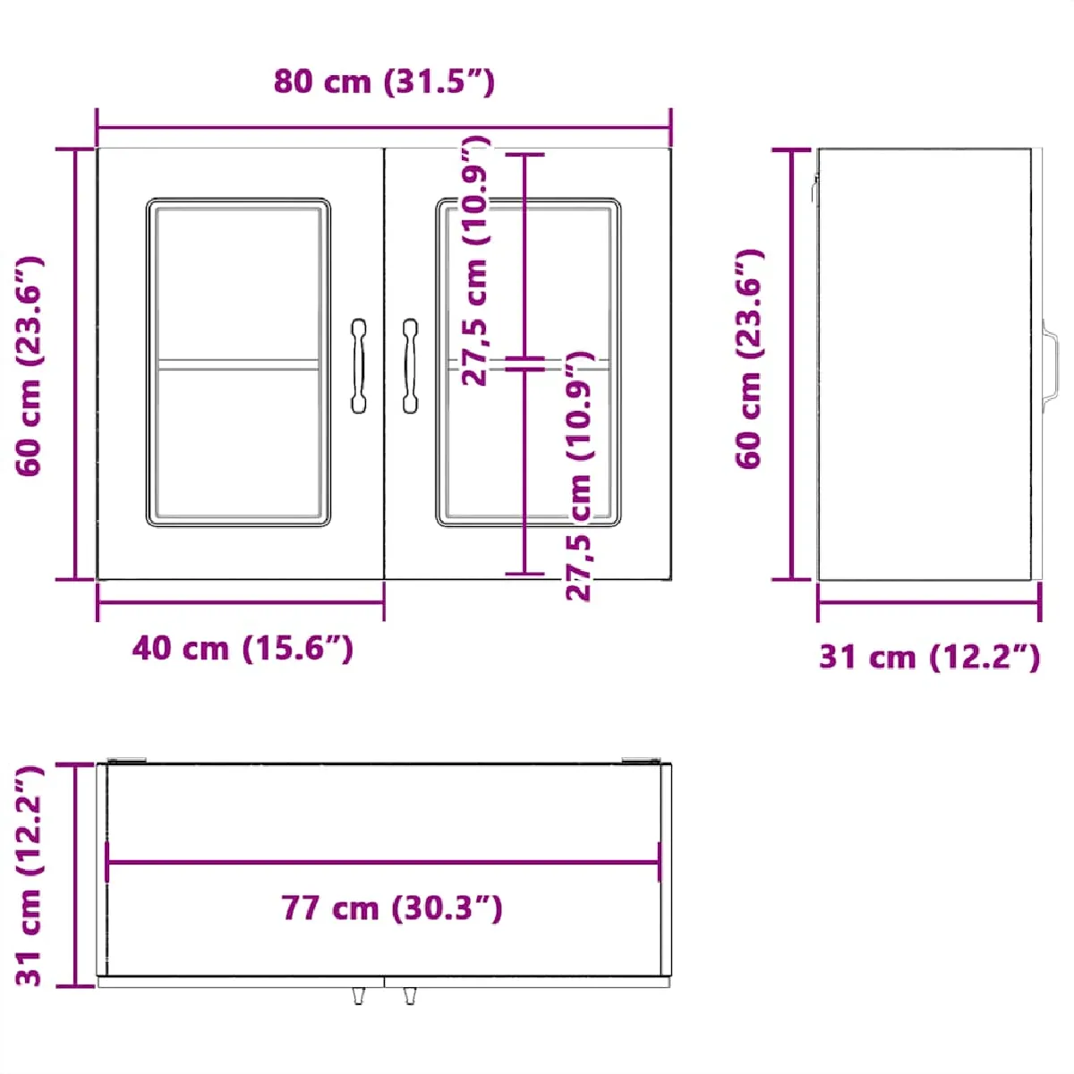 vidaXL Armoire murale de cuisine porte verre Kalmar