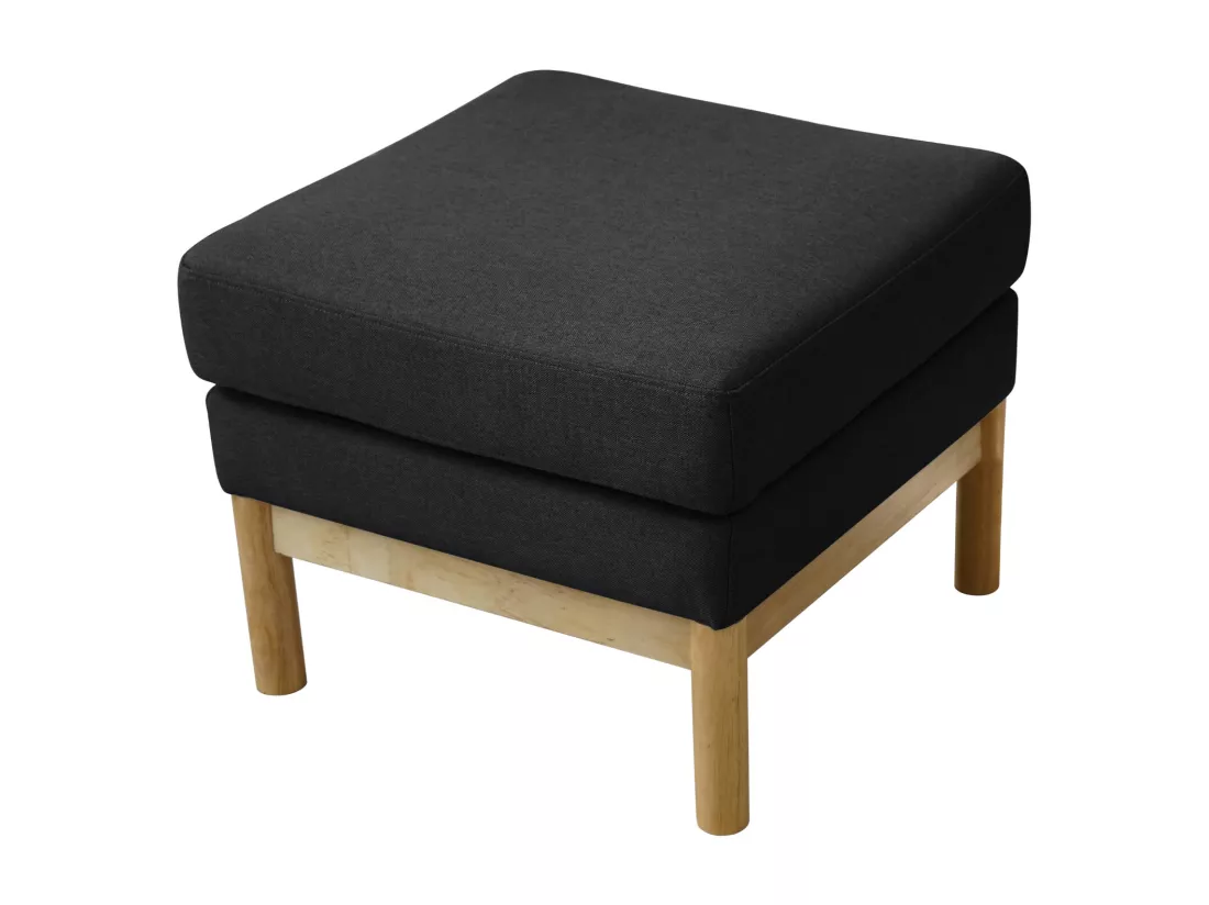 Tabouret avec revêtement en tissu Pouf moderne rembourré Pieds en bois noir
