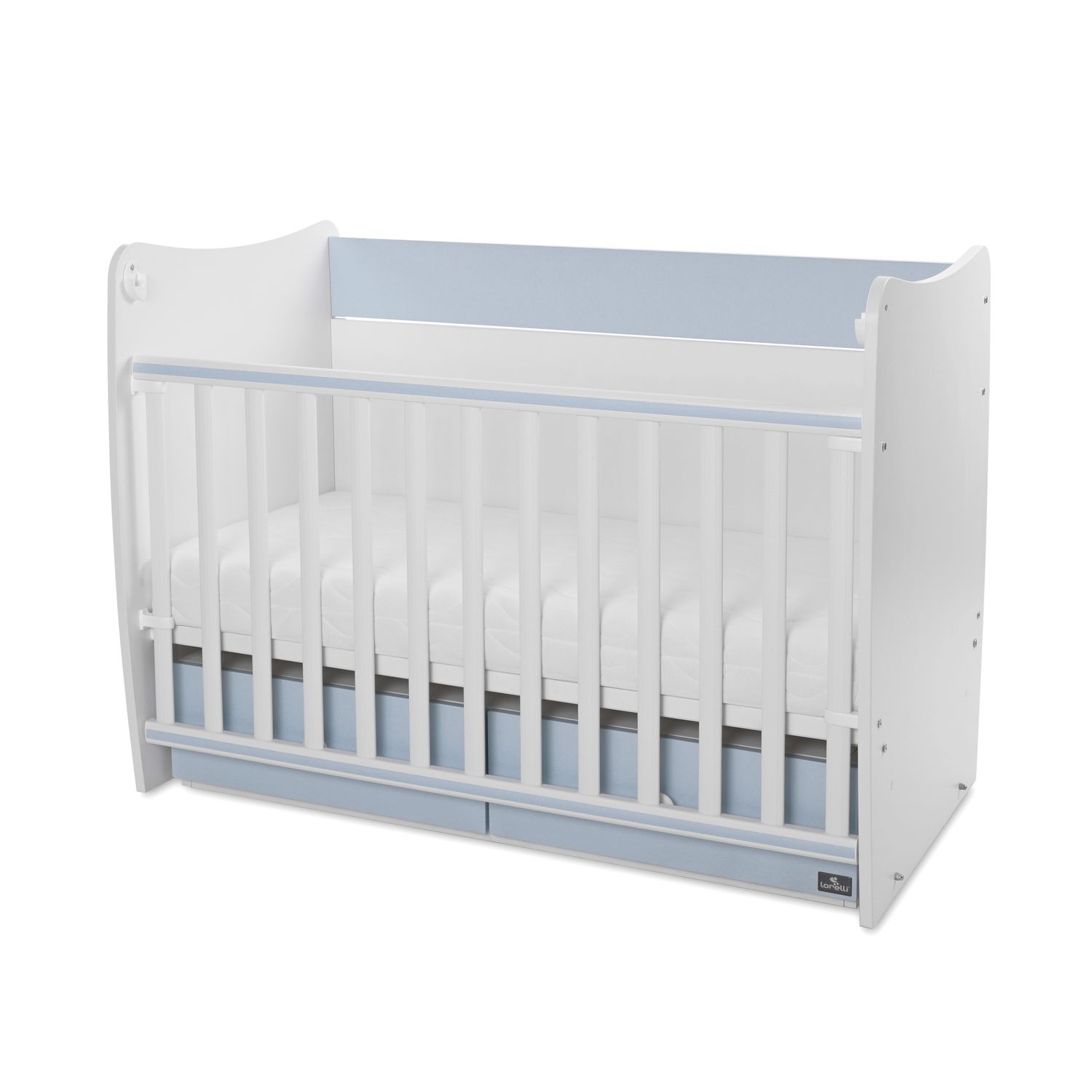 Lorelli Babybett MATRIX NEW Kinderbett 120 x 60 cm, 2 Ebenen, 2 Schubladen blau