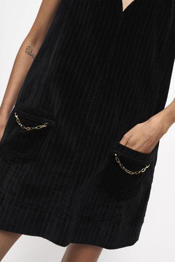 Ganni Stretch Corduroy Mini Dress Black