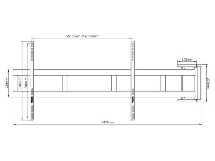 Multibrackets Wandhalterung Swing Arm 2654 Schwarz Universelle Halterung für Monitore, schwarz