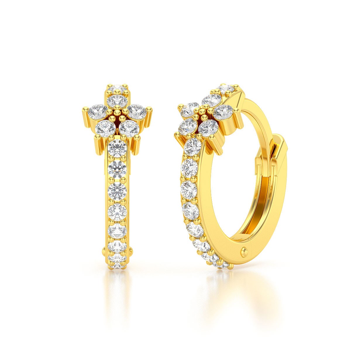 Boucles d'oreilles ADEN Créoles Or 585 Jaune Diamant 1.584grs