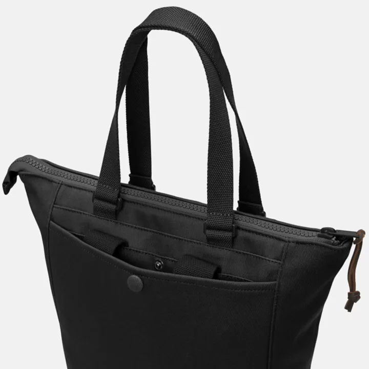 Sac à dos cabas en toile et cuir en noir