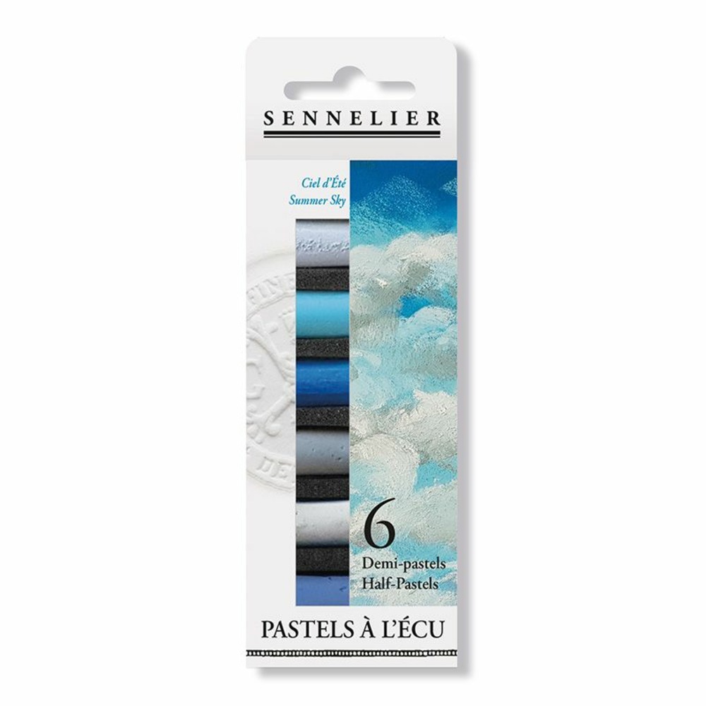 Etui pastels 'a l'écu' - 6 demi-pastels - ciel d'eté