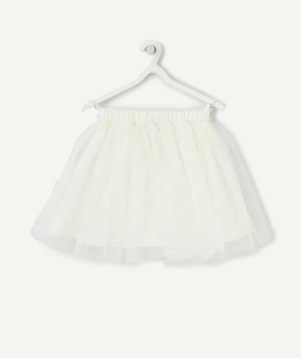JUPE EN TULLE FILLE BLANCHE AVEC DÉTAILS PAILLETÉS
