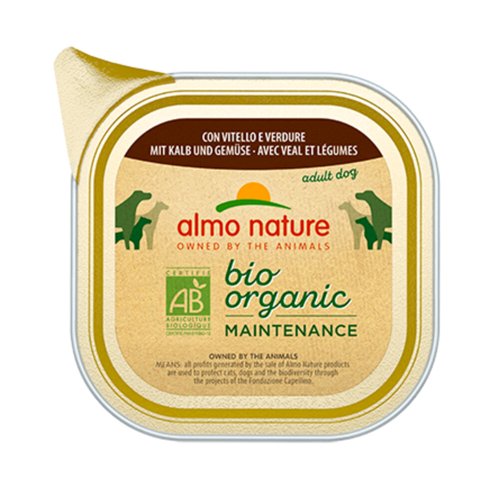 32x Almo Nature Bio Organic Maintenance Hondenvoer Kalf en Groenten100 gr