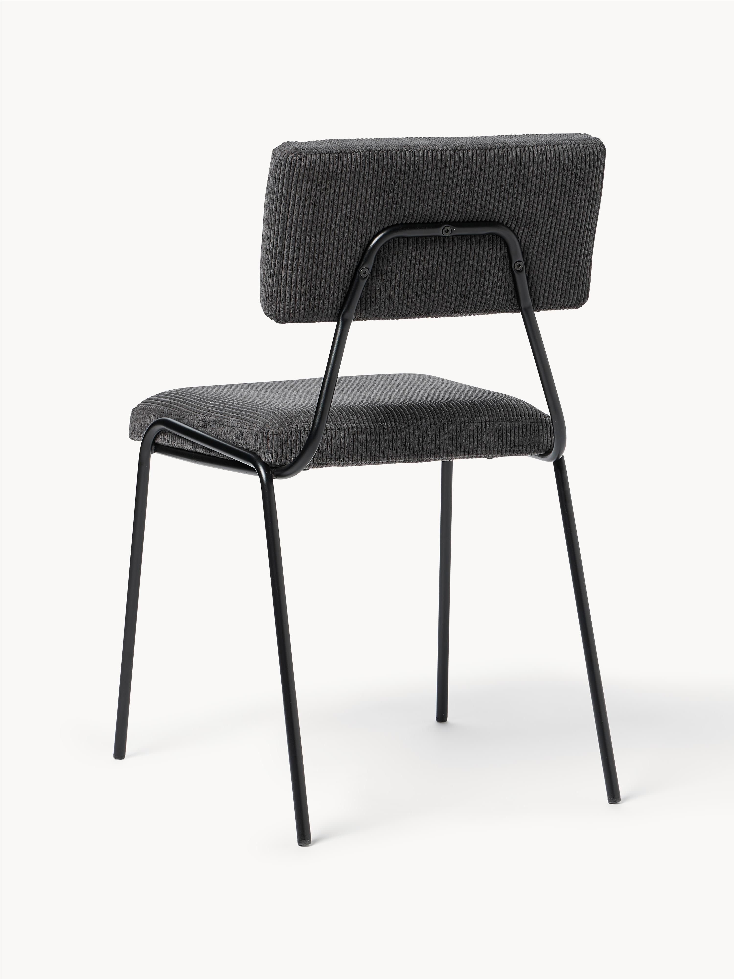 Corduroy gestoffeerde stoelen Mats, 2 stuks