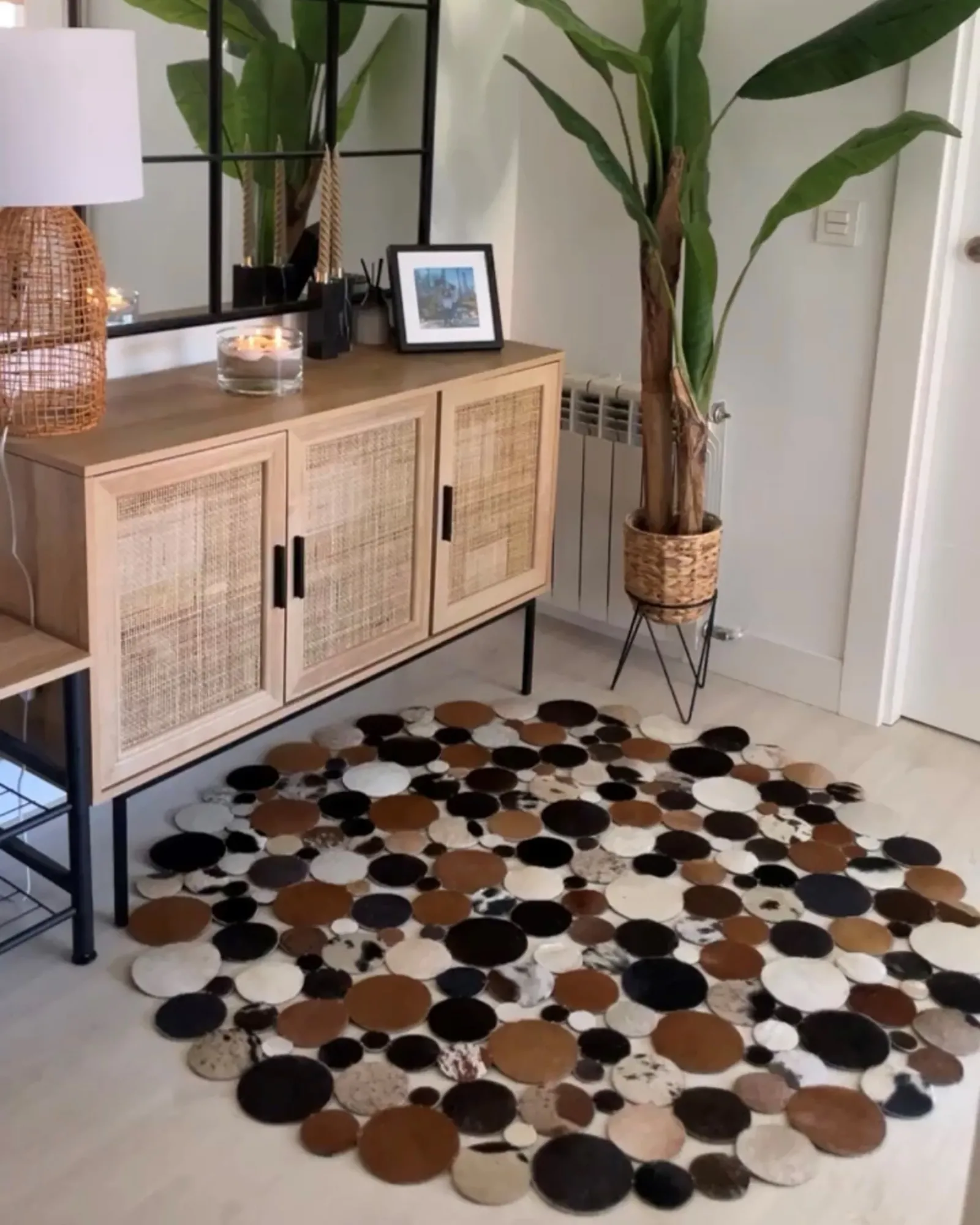 Vloerkleed SORGUN Goudbruin ø 140 cm Leer