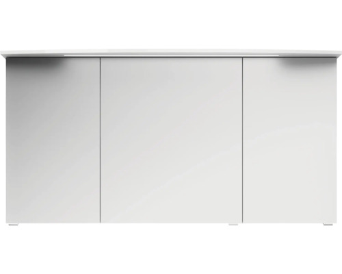 3-delige badkamermeubelset Pelipal xpressline 4010 BxHxD 144 x 200 x 49,5 cm, fronten hoogglans wit, met witte keramische wastafel en keramische spoelbak, badmeubel, spiegelkast met LED-verlichting, chromen grepen, 4010.1400209 40101400209