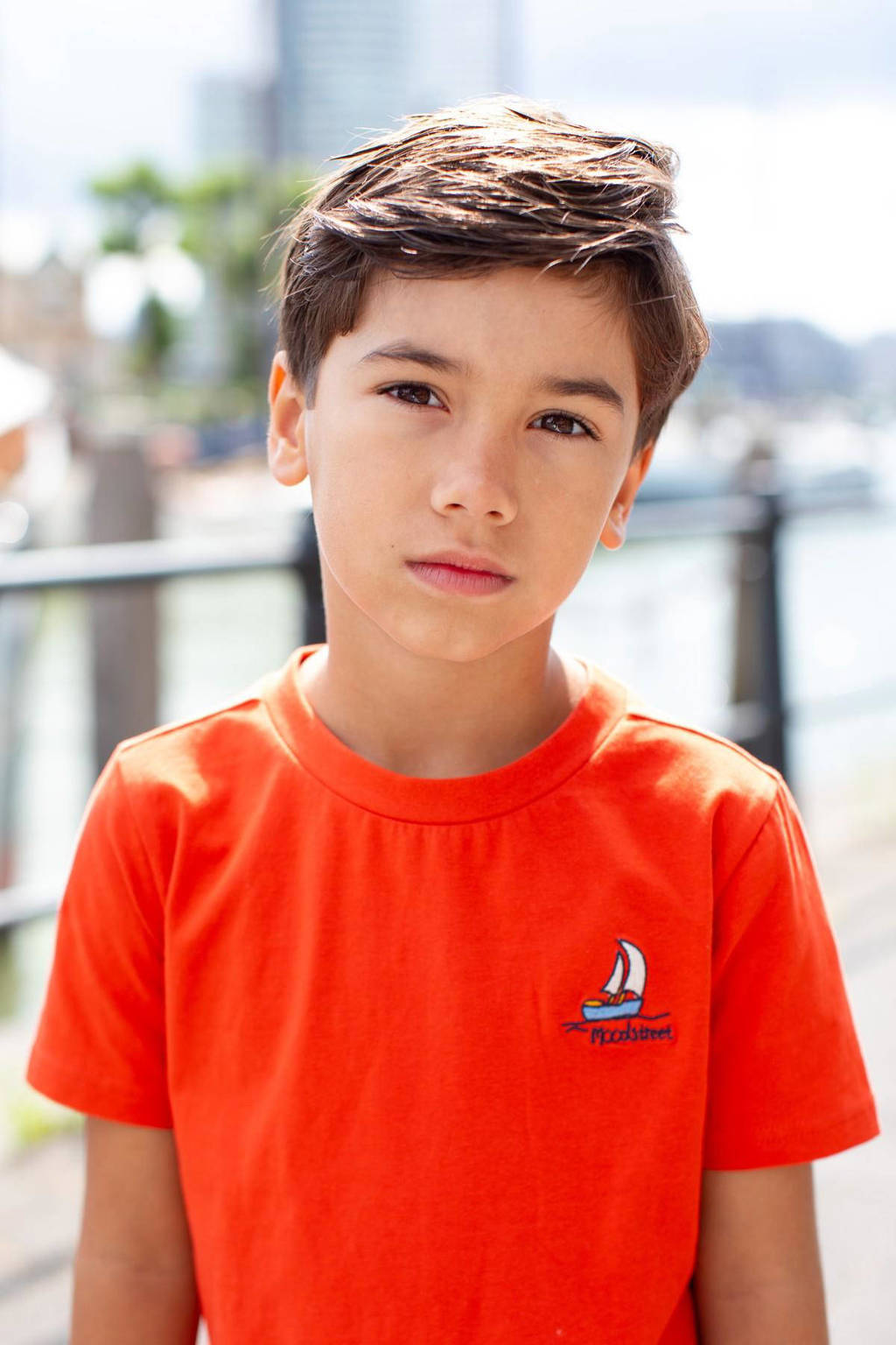 Moodstreet T-shirt met backprint felrood