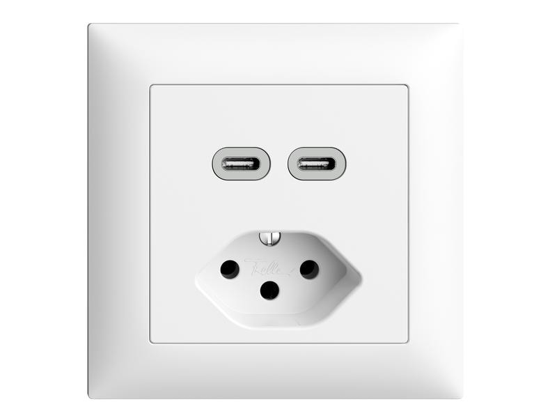 Feller EDIZIOdue Steckdose 2x USB-C 3 A, 15 W EDIZIOdue colore 2x USB C/T13 Kombination 3.0A