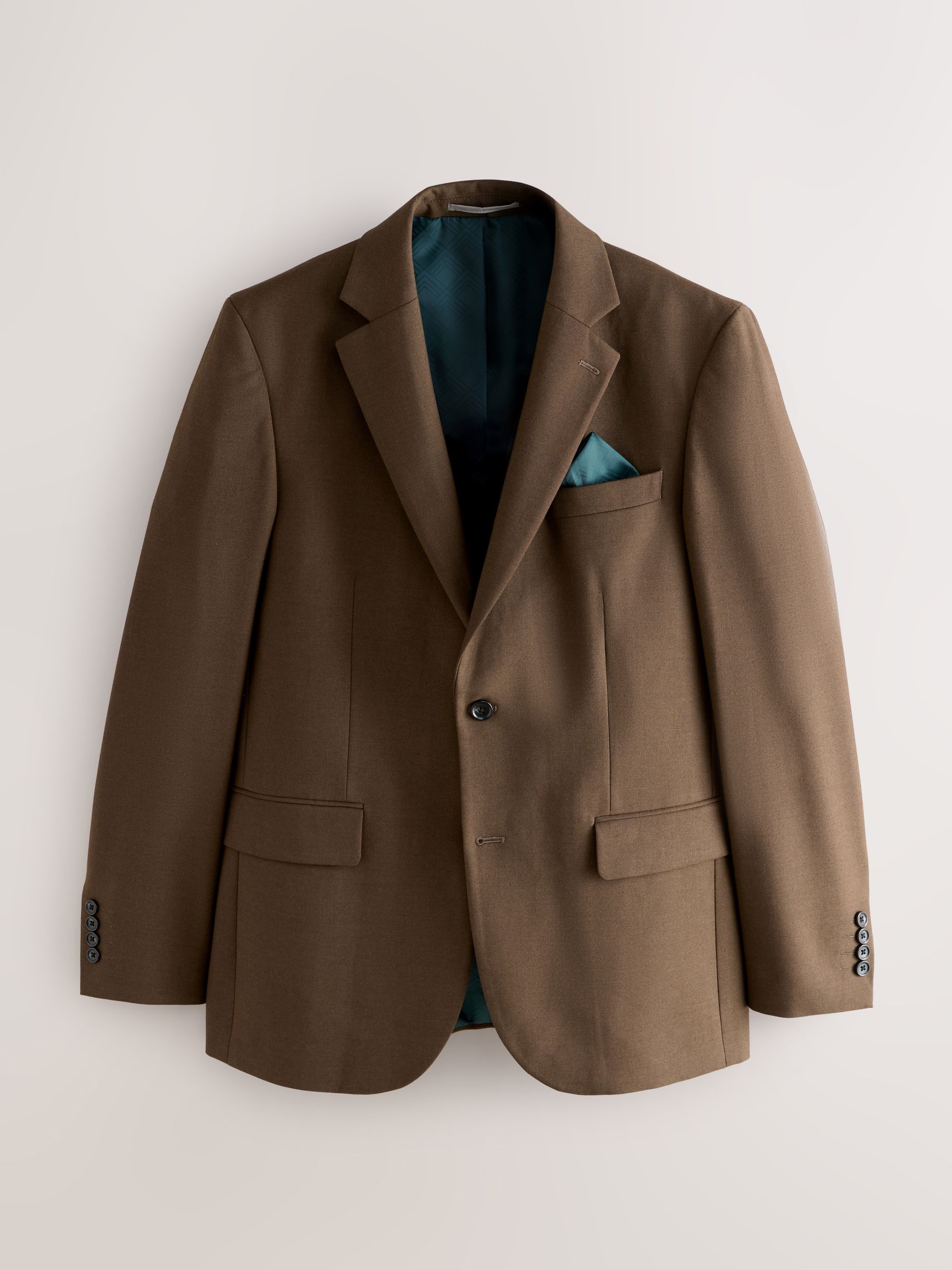 Bruin - Slim-fit flanellen colbert