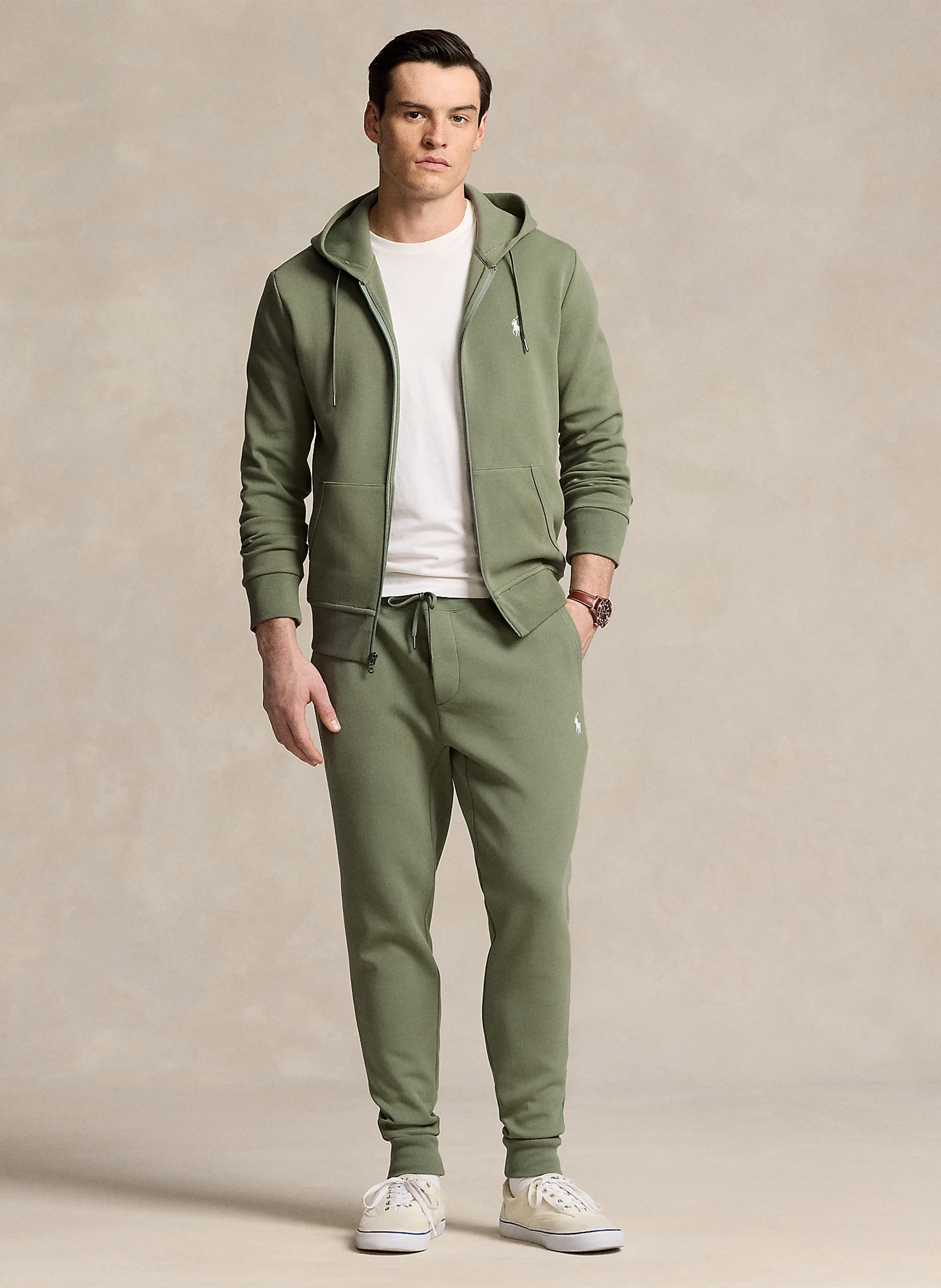 Jogging ajusté en coton mélangé | Vert