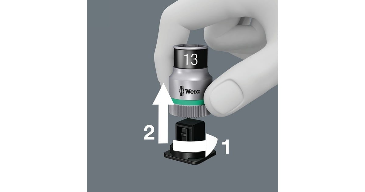 Wera8100 SC 7 Zyklop Metal-ratelset met doorsteekvierkant 1/2