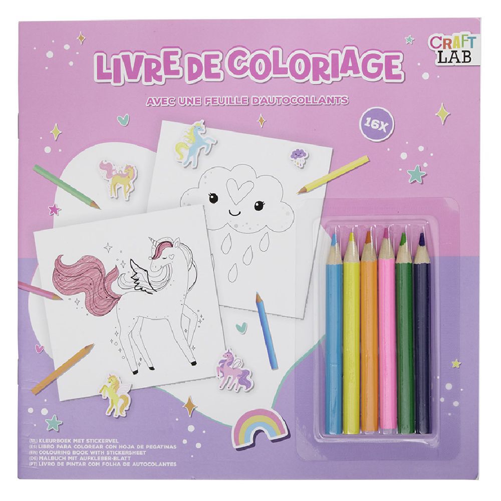 Cahier de coloriage avec crayons de couleurs