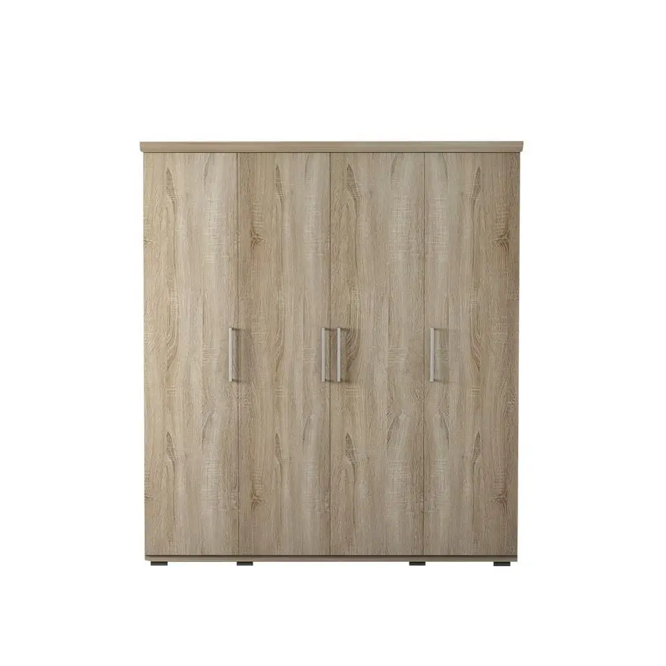 Interiax Kledingkast 'Mila' - Sonoma Eik - 4 Deurs - 183x160x52cm