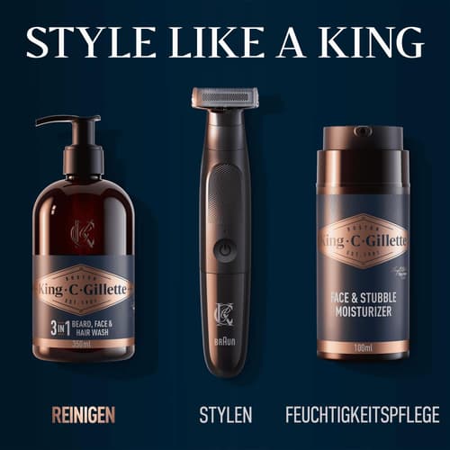 King C. Gillette 3-in-1 Bart-, Gesichts- und Haarwaschgel für Männer