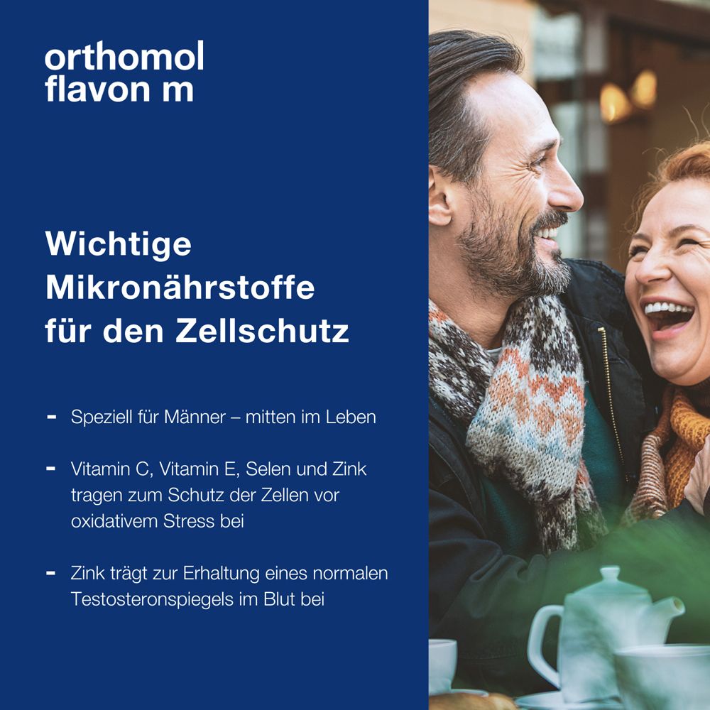 Orthomol Flavon m - Mikronährstoffe für Männer - Zellschutz mit Vitaminen, Selen, Zink, Omega-3-Fettsäure und Folsäure - Kapseln