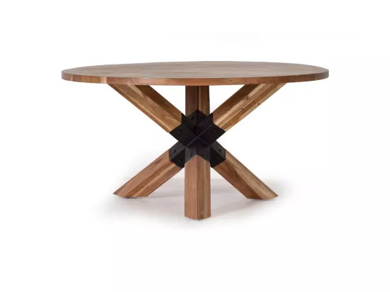 Table à Manger Bois, Fer Marron 150x150x76cm Bois-Fer - Rosélie Décoration d'Autrefois