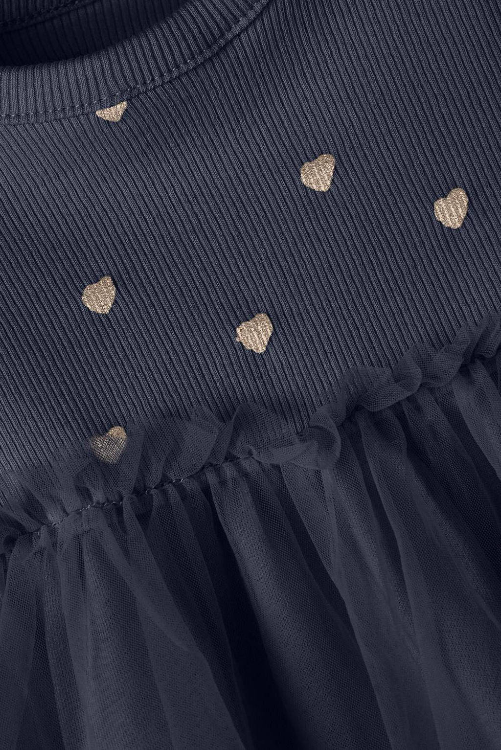 NAME IT baby semi-transparante jurk NBFNADJA met hartjes donkerblauw