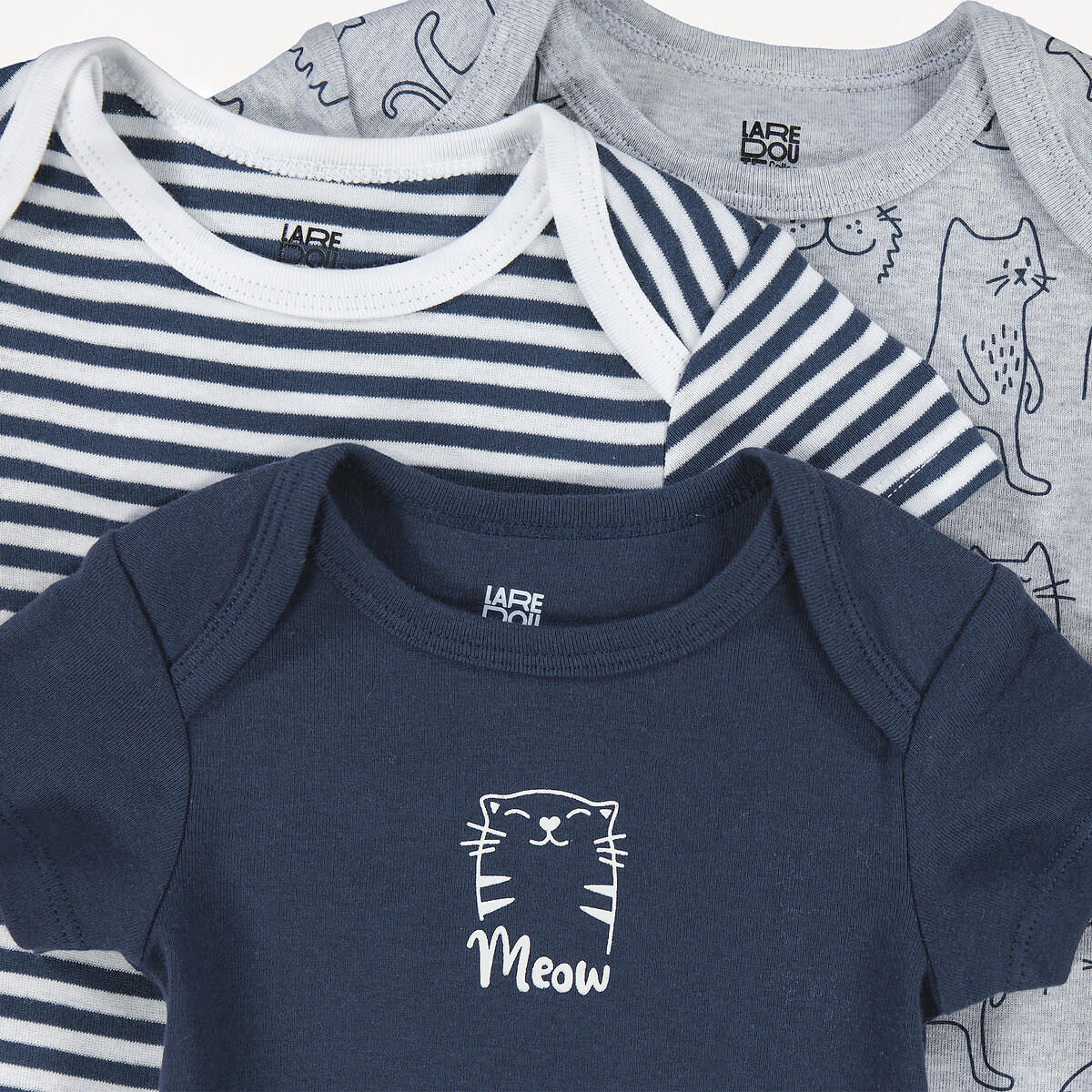 COLEÇÃO LA REDOUTE<br>Conjunto de 3 bodies de manga curta, estampados