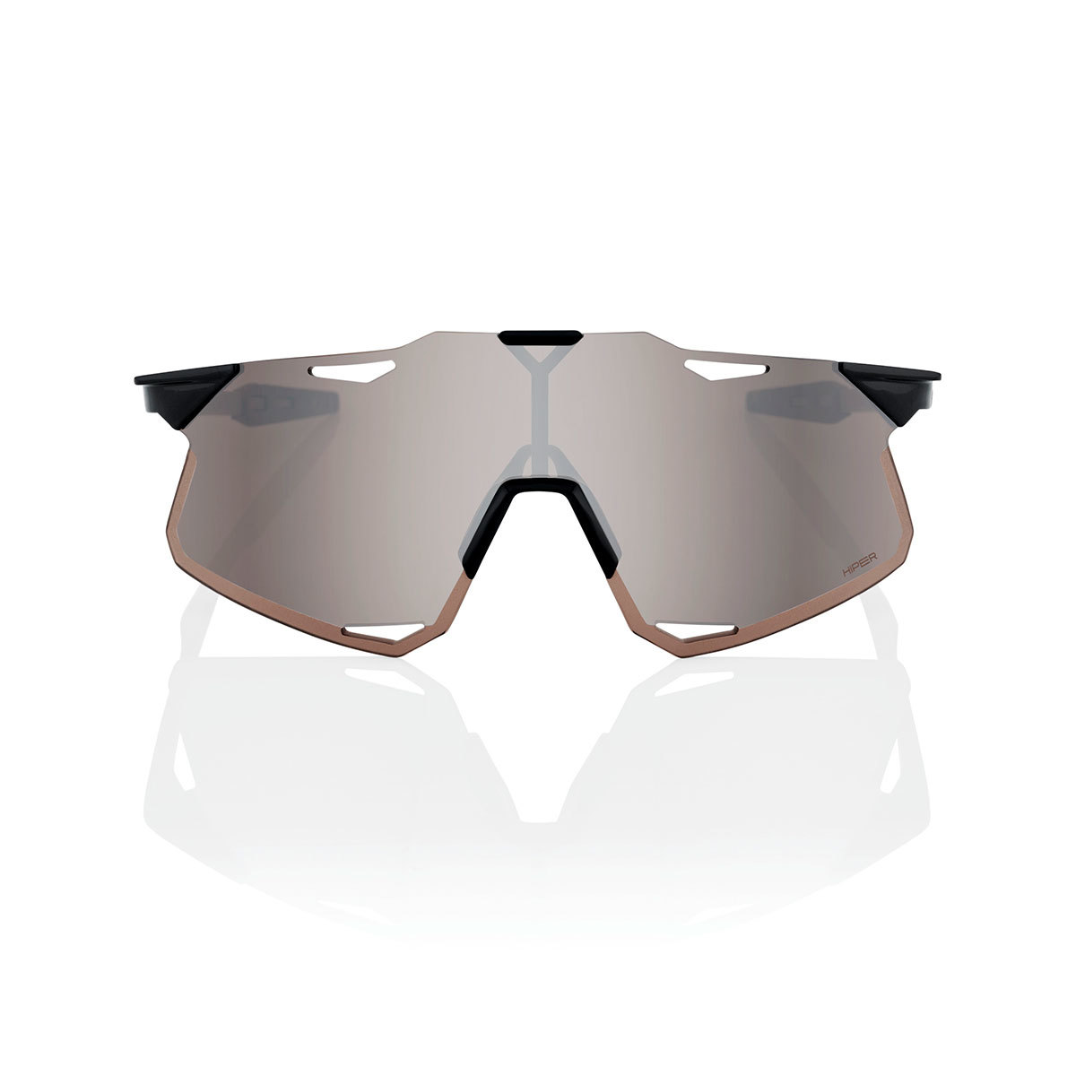 100% Hypercraft Sport Zonnebril Glanzend Zwart met HiPER Silver Mirror Lens
