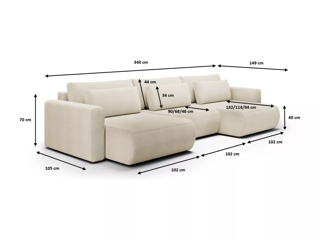 Canapé d'angle convertible 5 places WELLY U Beige