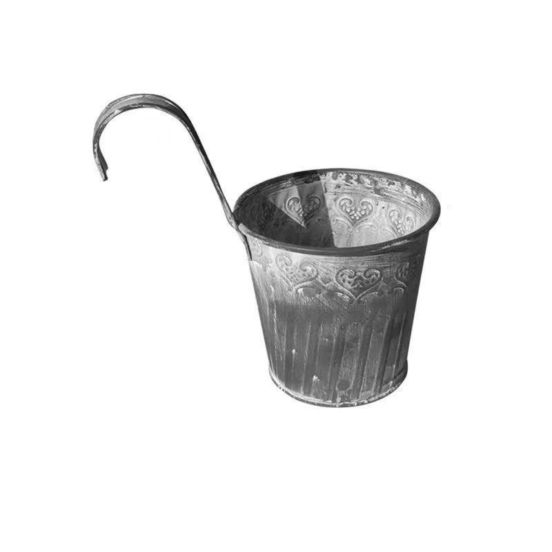 (Ø180x95mm) Metall Balkon Blumentopf Hängender Pflanzen Korb Home Deko - Grau