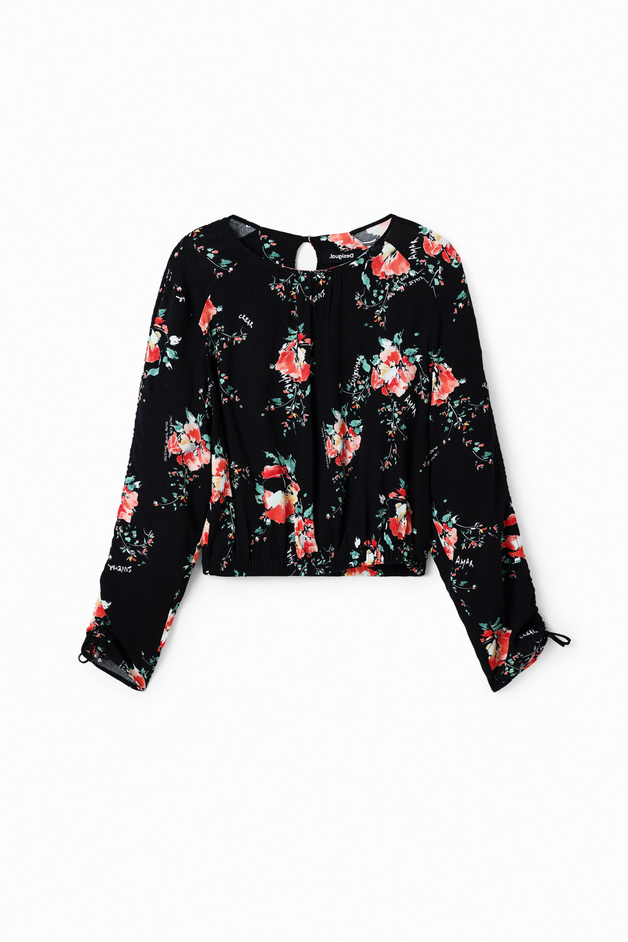Blouse à manches réglables fleurie