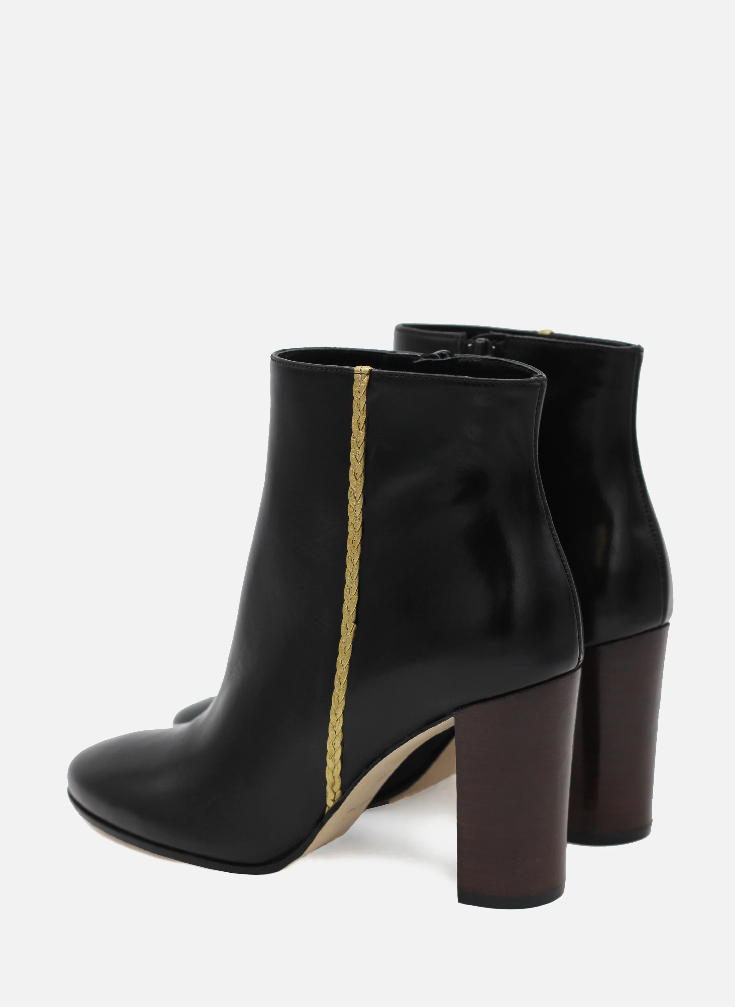 Bottines à talon cuir lisse | Noir