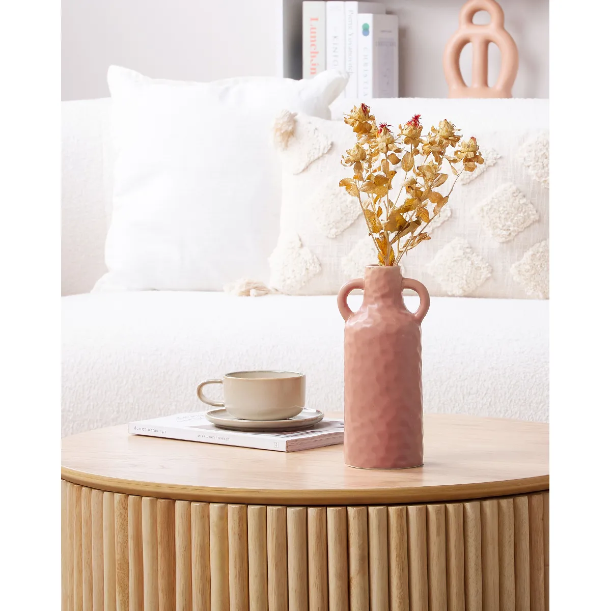 Beliani Vase Drama Rose Pastel