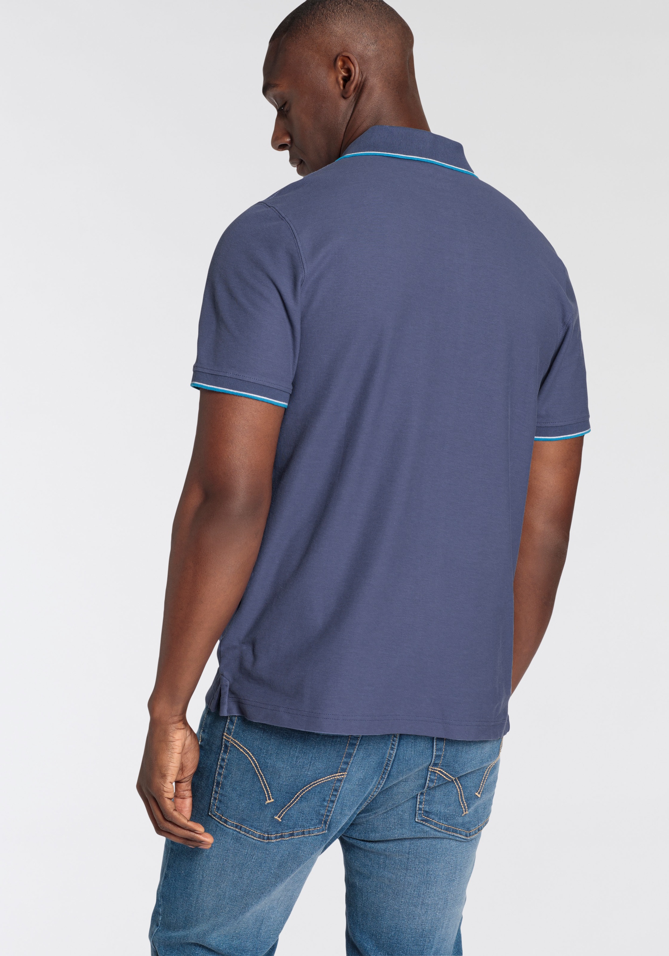 Man's World Poloshirt , Kurzarm,  mit Rippbündchen,  Polokragen,  lässiger Print