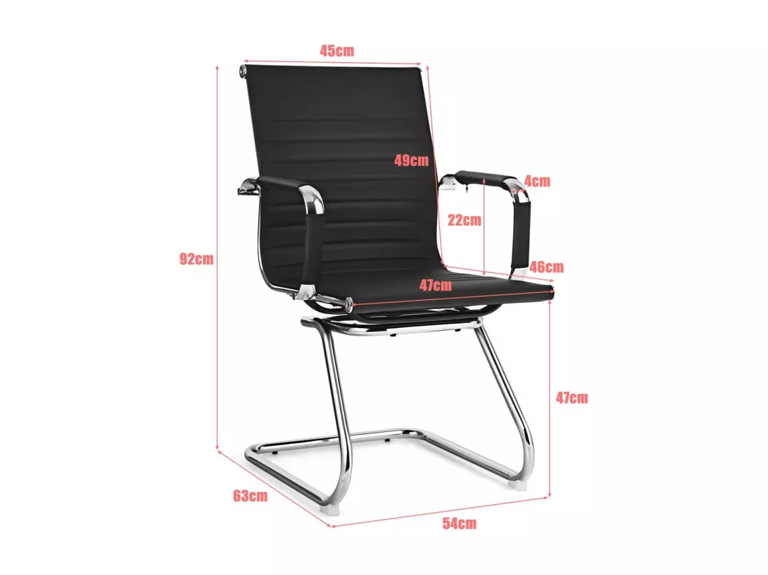 Lot de 2 Chaises de Bureau, Chaises de Conférence, Modernes et Robustes, en Cuir PU avec Base en Z, Chaises de Réception pour Maison, Bureau, Noir