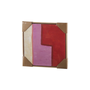 Wanddecoratie rood roze crème 40x40x3.5cm